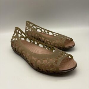 Crocs Shoes Womens Size 9 Beige Slingback Jelly Flats Comfort Lightweight